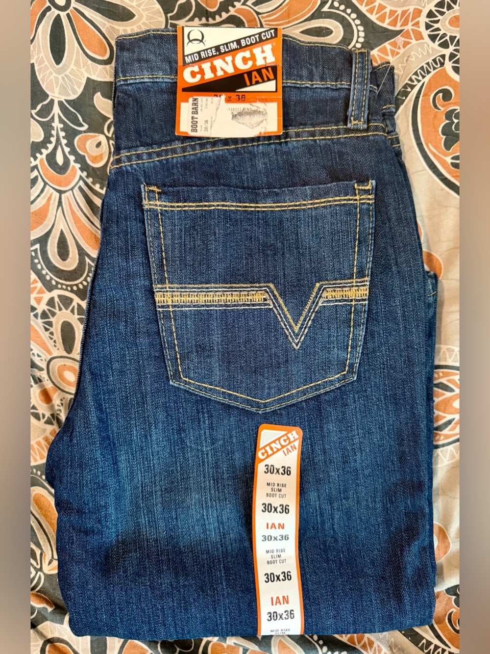 NWT Cinch Ian Men's Bootcut Jeans in Dark Blue SIZE 30x36
